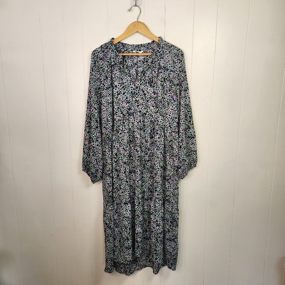 Penningtons Blue Floral Long Sleeve Tiered Peasant Prairie Dress Plus Size 22 - Picture 4 of 10